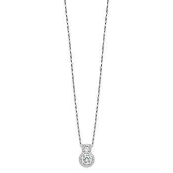 Brilliant Embers Sterling Silver Rhodium-plated 39 Stone 18 inch Micro Pavé Halo CZ Necklace with 2 Inch Extender — alternate view