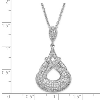 Sterling Silver & CZ Brilliant Embers Fancy Teardrop w/ 2in ext Necklace — alternate view