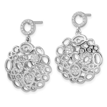 Sterling Silver & CZ Brilliant Embers Dangle Post Earrings — alternate view
