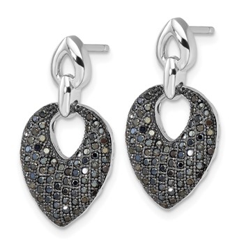 Sterling Silver & Black CZ Brilliant Embers Dangle Post Earrings — alternate view