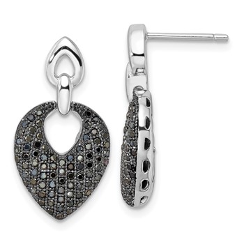 Sterling Silver & Black CZ Brilliant Embers Dangle Post Earrings