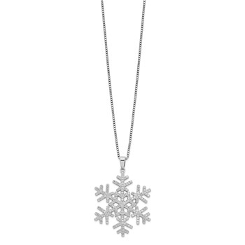 Brilliant Embers Sterling Silver Rhodium-plated 205 Stone 18 inch Micro Pavé CZ Snowflake Necklace with 2 Inch Extender — alternate view