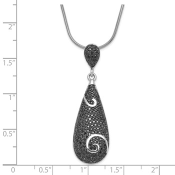 Sterling Silver & Black CZ Brilliant Embers w/ 2in ext Teardrop Necklace — alternate view