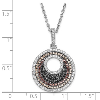True Fire Sterling Silver & Multicolor CZ Circle w/ 2in ext Necklace — alternate view
