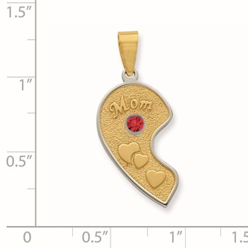 Stainless Steel & Yellow IP-Plated w/ Silver Bezel Crystal Mom Pendant — alternate view