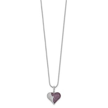 Brilliant Embers Sterling Silver Rhodium-Plated 150 Stone 8 inch Red and White CZ Heart Necklace with 2 Inch Extender — alternate view