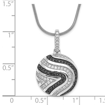 True Fire Sterling Silver Black & White CZ Circle w/ 2in ext Necklace — alternate view