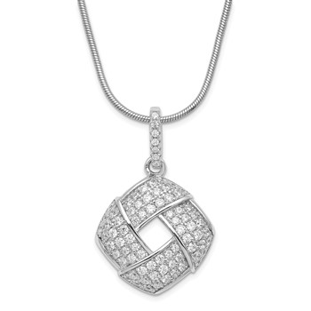 Sterling Silver & CZ Brilliant Embers w/ 2in ext Necklace