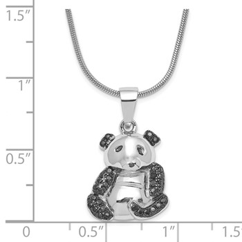 Sterling Silver & Black CZ Brilliant Embers w/ 2in ext Panda Necklace — alternate view