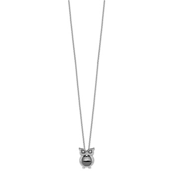 Brilliant Embers Sterling Silver Rhodium-plated 22 Stone 18 inch Micro Pavé CZ Owl Necklace with 2 Inch Extender — alternate view