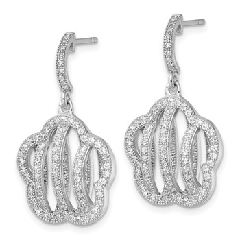 Sterling Silver & CZ Brilliant Embers Flower Dangle Post Earrings — alternate view