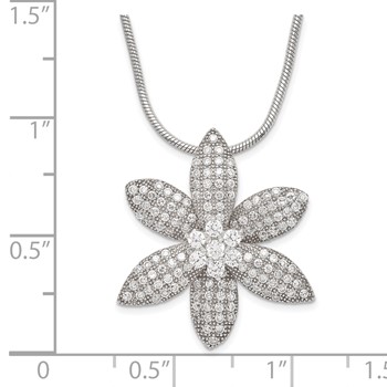 Sterling Silver & CZ Brilliant Embers Flower w/ 2in ext Necklace — alternate view