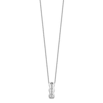 Brilliant Embers Sterling Silver Rhodium-plated 17 Stone 18 inch Micro Pavé CZ Necklace with 2 Inch Extender — alternate view