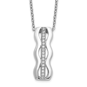Brilliant Embers Sterling Silver Rhodium-plated 17 Stone 18 inch Micro Pavé CZ Necklace with 2 Inch Extender
