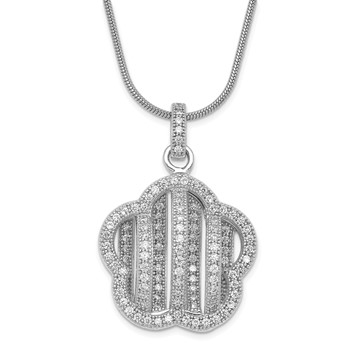 Sterling Silver & CZ Brilliant Embers Flower w/ 2in ext Necklace