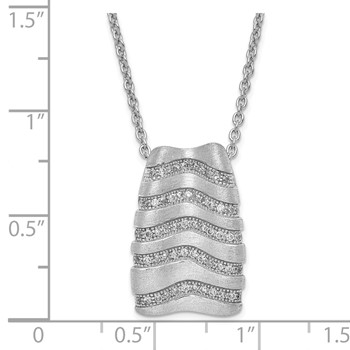 Sterling Silver & CZ Brushed Brilliant Embers w/ 2in ext Necklace — alternate view