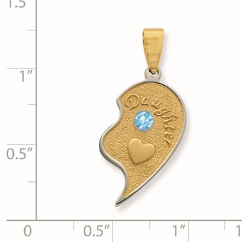 Stainless Steel Yellow IP-Plated w/ Crystal Daughter Pendant — alternate view