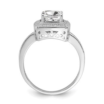 Brilliant Embers Sterling Silver Rhodium-plated 41 Stone Halo Micro Pavé CZ Ring — alternate view