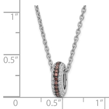 True Fire Sterling Silver Brown & Clear CZ w/ 2in ext Circle Necklace — alternate view