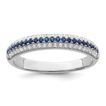Brilliant Embers Sterling Silver Rhodium-plated 67 Stone Blue and White Micro Pavé CZ Polished Ring