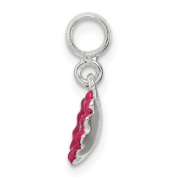 Sterling Silver Hot Pink Enamel Flower w/ CZ Enhancer — alternate view