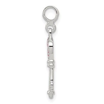 Sterling Silver Key with Pink CZ Heart Enhancer — alternate view