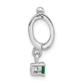 Sterling Silver Polished Green CZ Hinged Pendant — alternate view