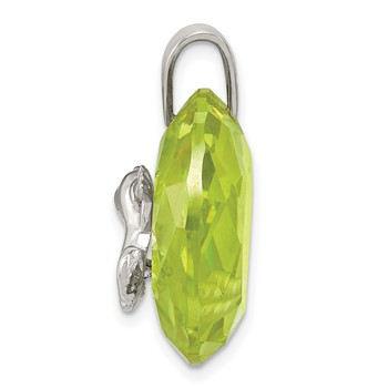 Sterling Silver Rhodium-plated Green CZ Frog Pendant — alternate view
