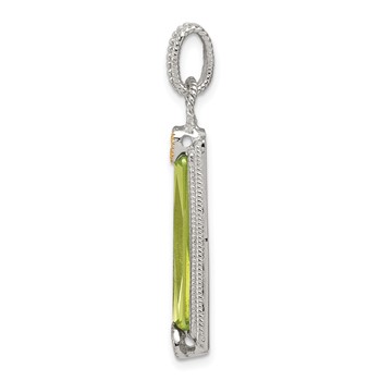 Sterling Silver & Vermeil Light Green CZ Pendant — alternate view