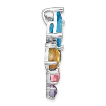 Sterling Silver Polished Multi-color CZ Fancy Slide Pendant — alternate view