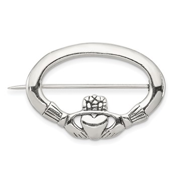 Sterling Silver Antiqued Claddagh Pin