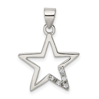 Sterling Silver Rhodium-plated CZ Star Pendant