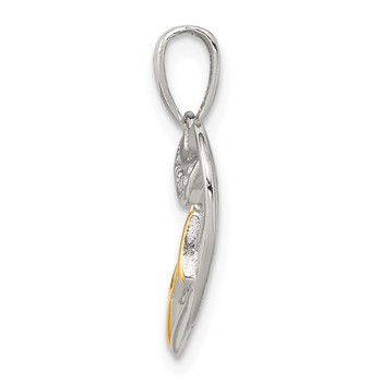 Sterling Silver Vermeil Diamond Mom Pendant — alternate view