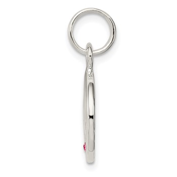 Sterling Silver Hope w/Pink CZ Disc Charm — alternate view