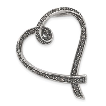 Sterling Silver Marcasite Heart Slide