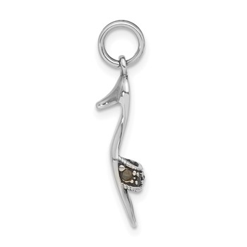 Sterling Silver Black Enamel & Marcasite Shoe Charm — alternate view