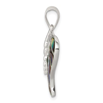 Sterling Silver Rhodium-plated Abalone Butterfly Pendant — alternate view