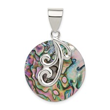 Image of Sterling Silver Round Abalone Pendant