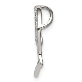 Sterling Silver Rhodium-plated CZ Heart Pendant — alternate view