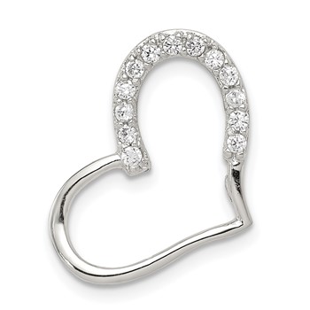 Sterling Silver Rhodium-plated CZ Heart Pendant