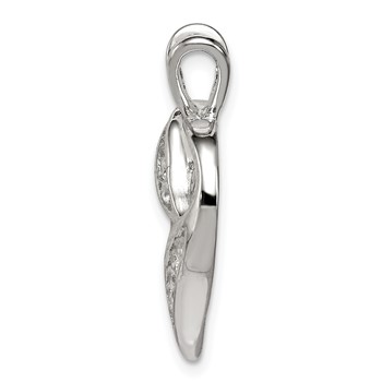 Sterling Silver Rhodium-plated CZ Heart Pendant — alternate view