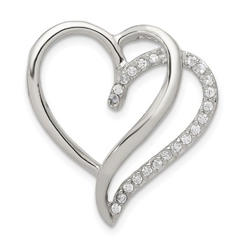 Sterling Silver Rhodium-plated CZ Heart Pendant