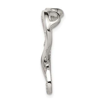 Sterling Silver Rhodium-plated CZ Heart Chain Slide — alternate view