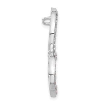 Sterling Silver Pink and Clear CZ Heart Chain Slide — alternate view