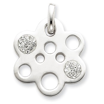 Sterling Silver Crystal Flower Pendant