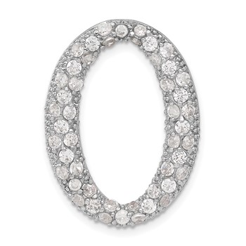 Sterling Silver CZ Oval Chain Slide Pendant