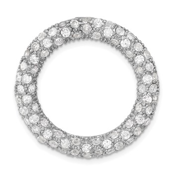 Sterling Silver CZ Circle Chain Slide Pendant
