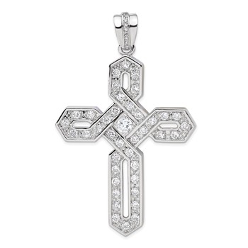 Sterling Silver CZ Cross Pendant