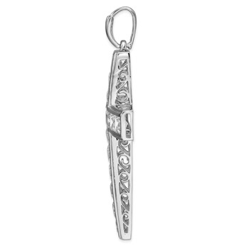 Sterling Silver Rhodium-plated CZ Cross Pendant — alternate view
