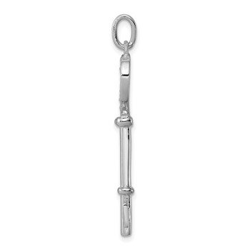 Sterling Silver Rhodium-plated CZ Heart Key Pendant — alternate view